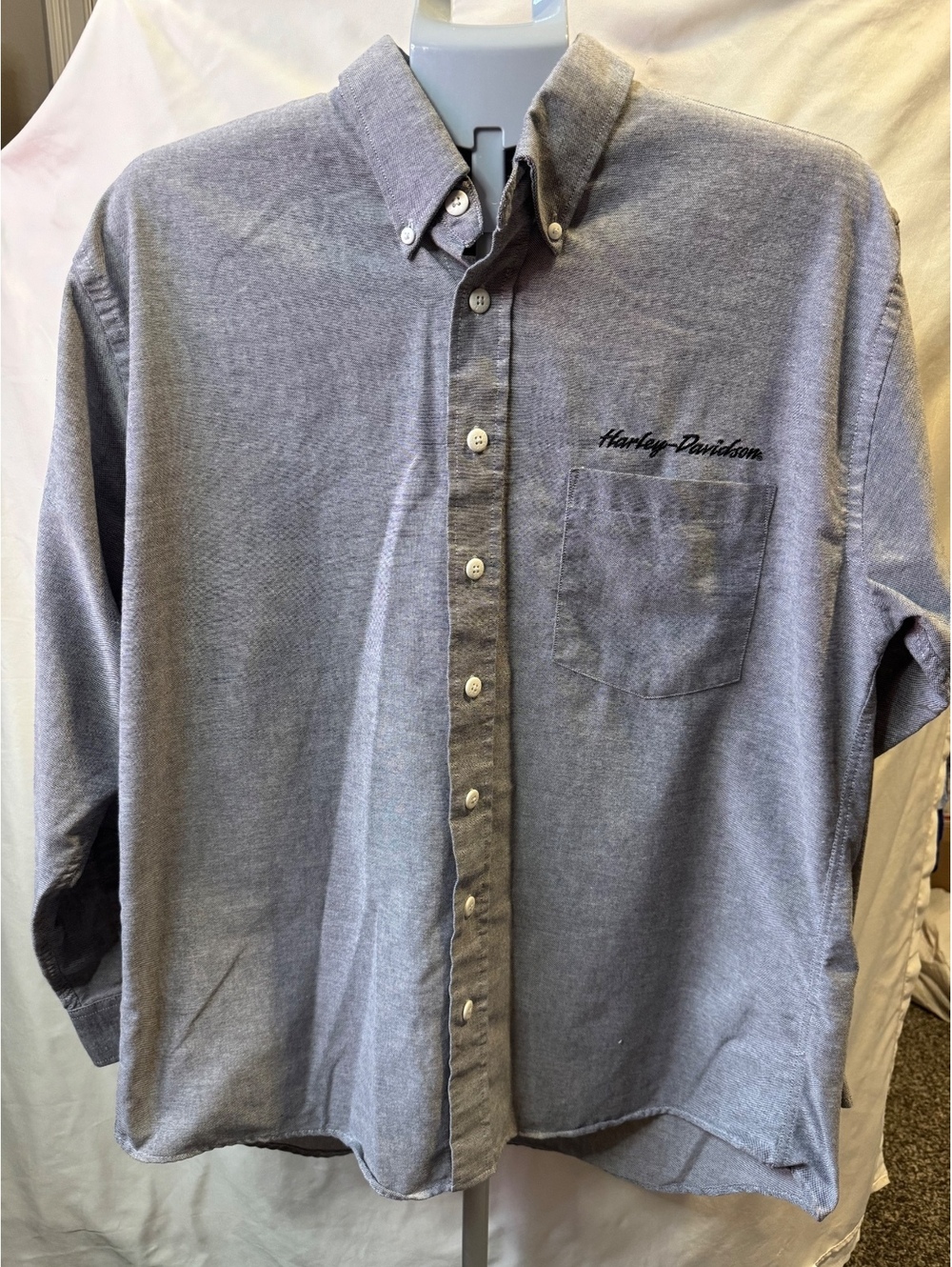 Harley-Davidson Classic Button-Up Shirt XL Gray Cotton-Poly Blend